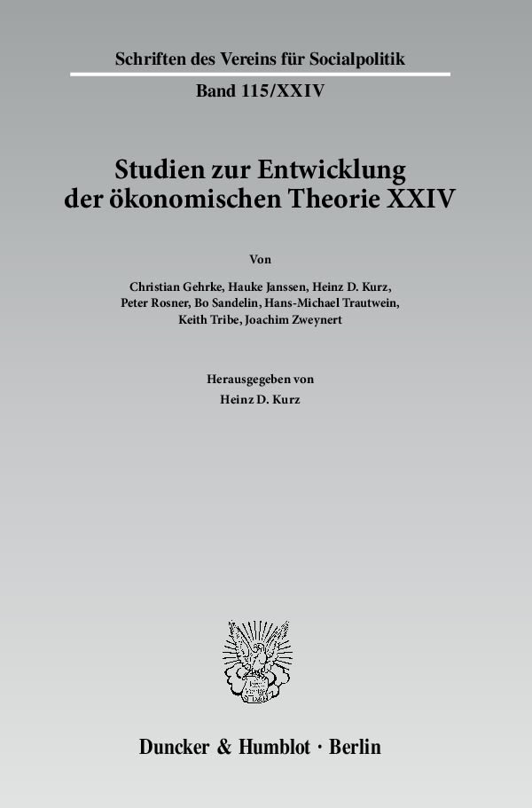 Studien zur Entwicklung der ökonomischen Theorie. Bd.24