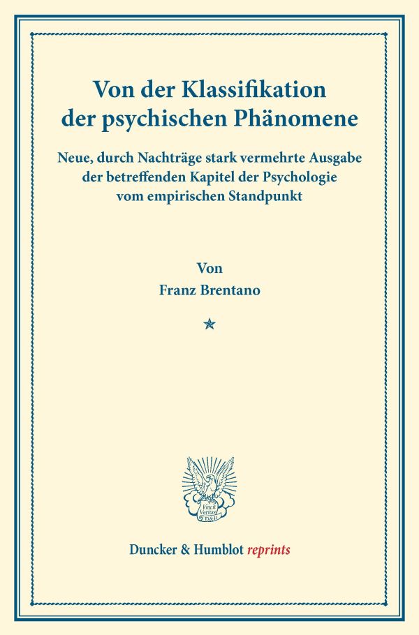 Von der Klassifikation der psychischen Phänomene.