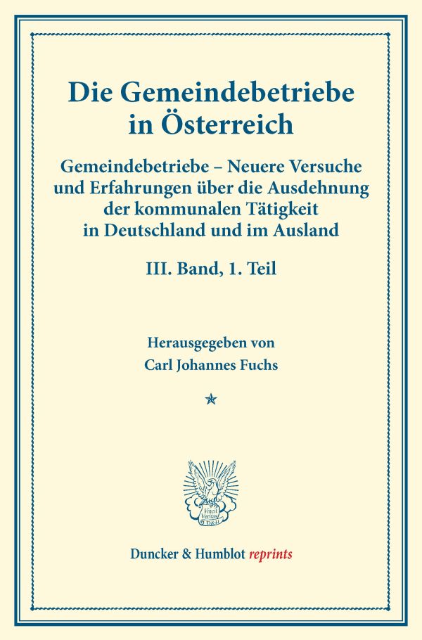 Die Gemeindebetriebe in Österreich.. Bd.3, Tl. 1