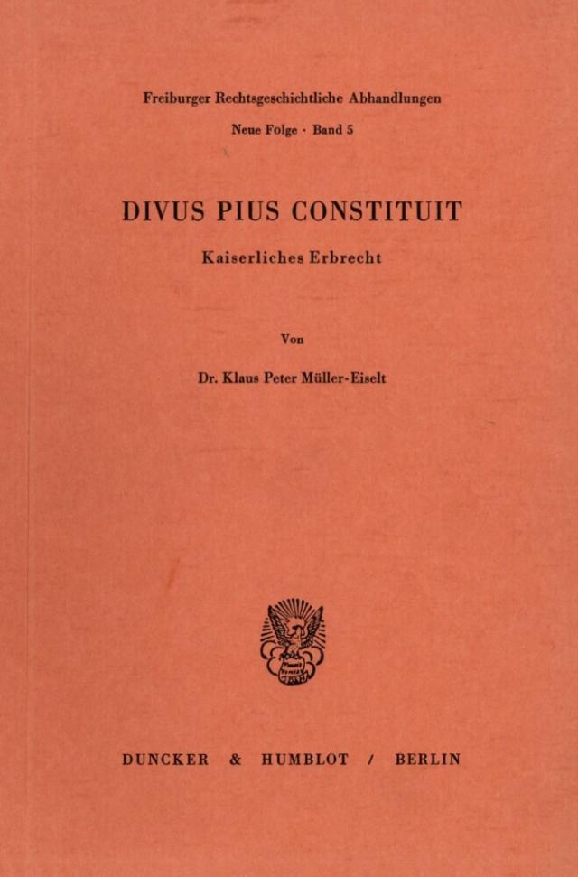 Divus Pius Constituit.