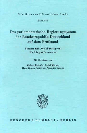 Das parlamentarische Regierungssystem der Bundesrepublik Deutschland auf dem Prüfstand.