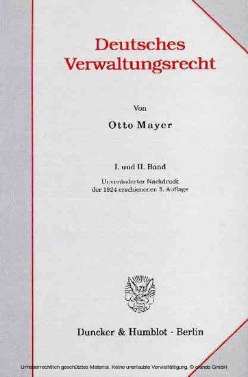 Deutsches Verwaltungsrecht. I. und II. Band.