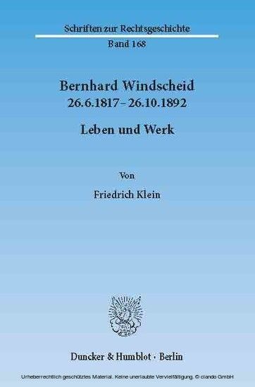 Bernhard Windscheid 26.6.1817-26.10.1892.