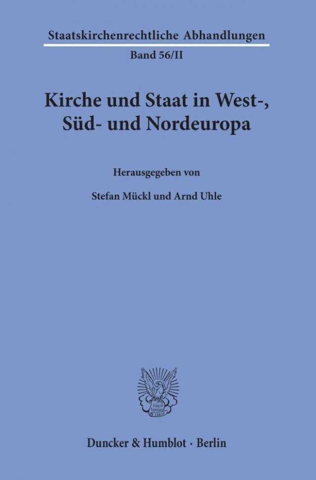 Kirche und Staat in West-, Süd- und Nordeuropa.