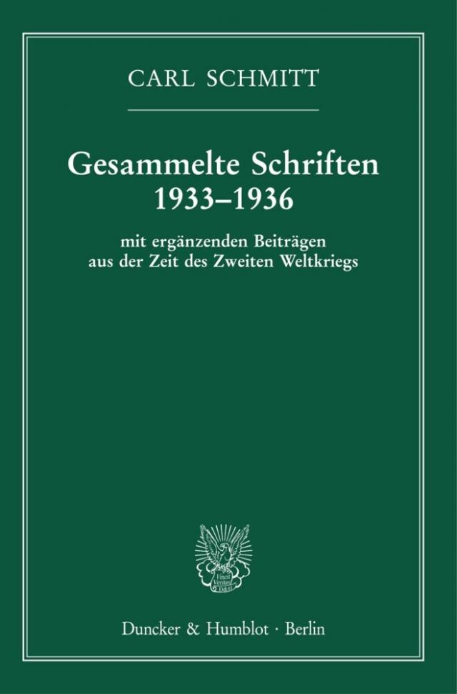 Gesammelte Schriften 1933-1936.