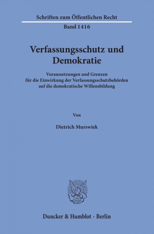 Verfassungsschutz und Demokratie.
