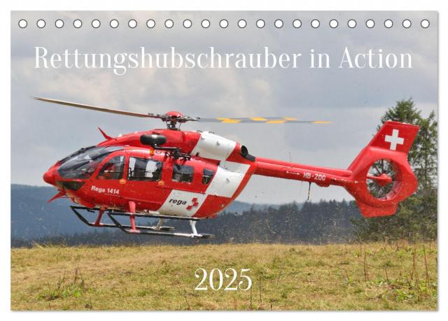 Rettungshubschrauber in Action (Tischkalender 2025 DIN A5 quer), CALVENDO Monatskalender