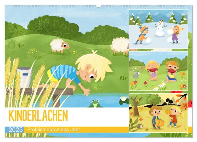 KINDERLACHEN - Fröhlich durch das Jahr - Ein Kinderkalender (Wandkalender 2025 DIN A2 quer), CALVENDO Monatskalender