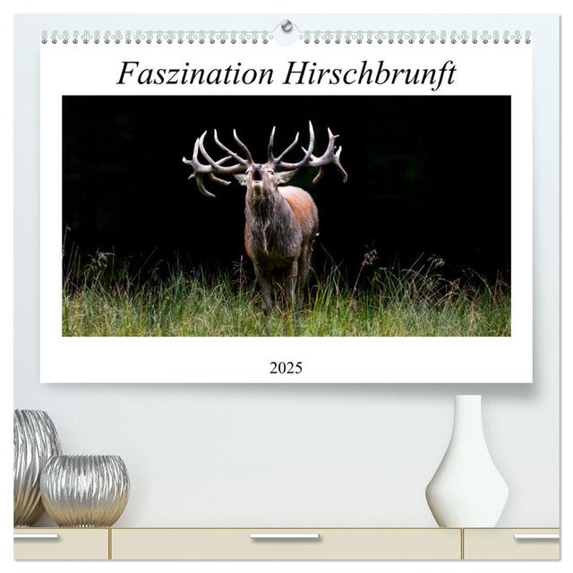 Faszination Hirschbrunft (hochwertiger Premium Wandkalender 2025 DIN A2 quer), Kunstdruck in Hochglanz