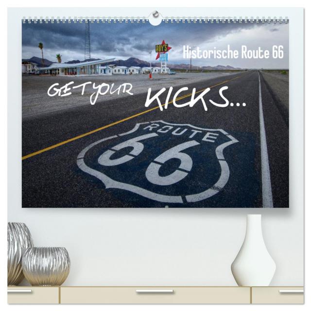 Route 66 (hochwertiger Premium Wandkalender 2025 DIN A2 quer), Kunstdruck in Hochglanz