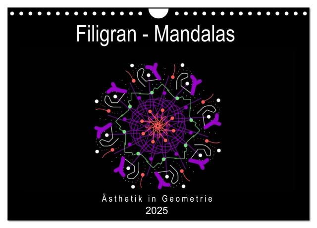 Filigran - Mandalas (Wandkalender 2025 DIN A4 quer), CALVENDO Monatskalender