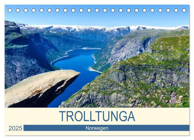Trolltunga (Tischkalender 2025 DIN A5 quer), CALVENDO Monatskalender
