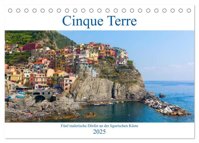 Cinque Terre - Fünf malerische Dörfer an der ligurischen Küste (Tischkalender 2025 DIN A5 quer), CALVENDO Monatskalender