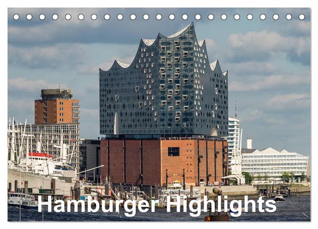 Hamburger Highlights (Tischkalender 2025 DIN A5 quer), CALVENDO Monatskalender