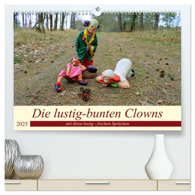 Die lustig-bunten Clowns (hochwertiger Premium Wandkalender 2025 DIN A2 quer), Kunstdruck in Hochglanz