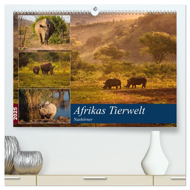 Afrikas Tierwelt: Nashörner (hochwertiger Premium Wandkalender 2025 DIN A2 quer), Kunstdruck in Hochglanz