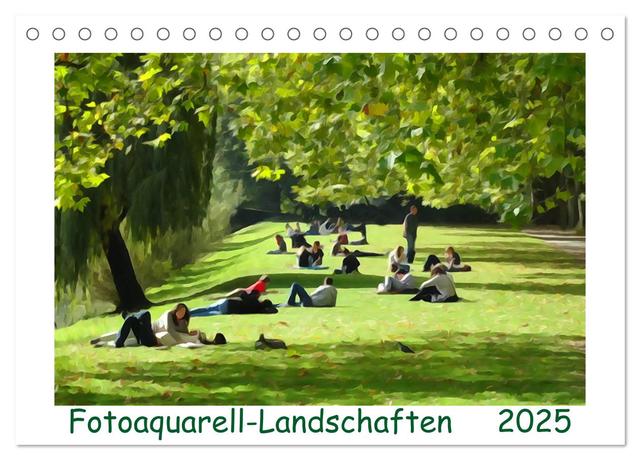 Fotoaquarell-Landschaften. (Tischkalender 2025 DIN A5 quer), CALVENDO Monatskalender