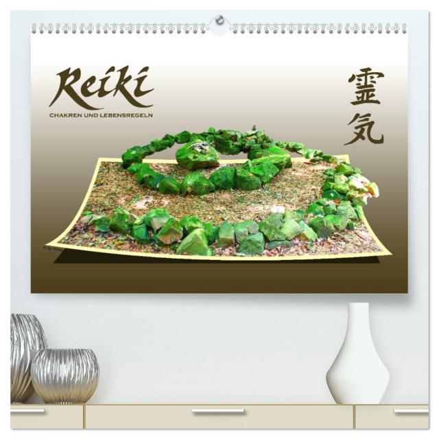 REIKI - Chakren und Lebensregeln (hochwertiger Premium Wandkalender 2025 DIN A2 quer), Kunstdruck in Hochglanz