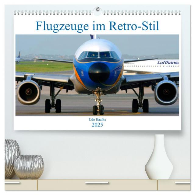 Flugzeuge im Retro-Stil (hochwertiger Premium Wandkalender 2025 DIN A2 quer), Kunstdruck in Hochglanz
