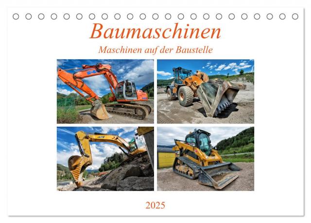 Baumaschinen - Maschinen auf der Baustelle (Tischkalender 2025 DIN A5 quer), CALVENDO Monatskalender