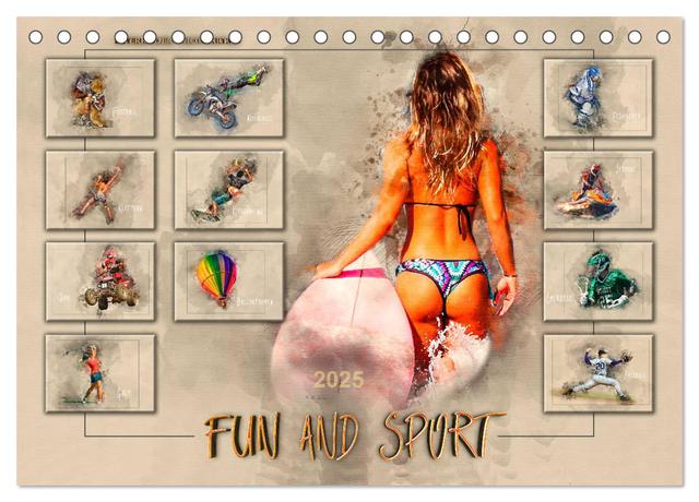 Fun and Sport (Tischkalender 2025 DIN A5 quer), CALVENDO Monatskalender