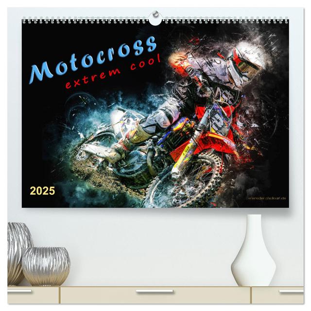 Motocross - extrem cool (hochwertiger Premium Wandkalender 2025 DIN A2 quer), Kunstdruck in Hochglanz