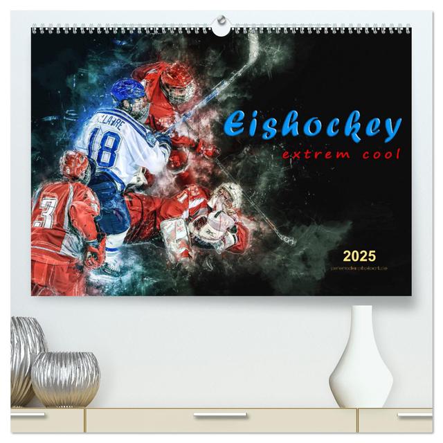 Eishockey - extrem cool (hochwertiger Premium Wandkalender 2025 DIN A2 quer), Kunstdruck in Hochglanz