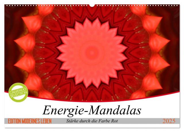 Energie-Mandalas Stärke durch die Farbe Rot (Wandkalender 2025 DIN A2 quer), CALVENDO Monatskalender