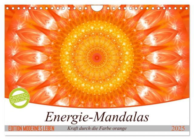 Energie - Mandalas in orange (Wandkalender 2025 DIN A4 quer), CALVENDO Monatskalender