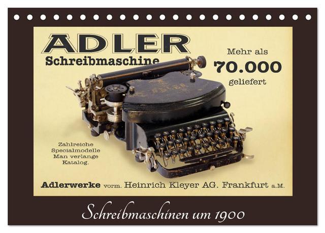 Schreibmaschinen um 1900 (Tischkalender 2025 DIN A5 quer), CALVENDO Monatskalender