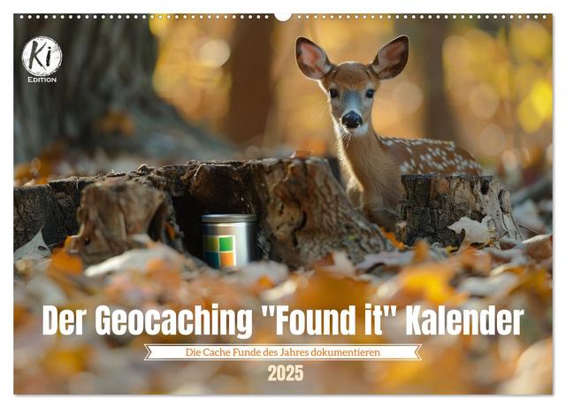 Der Geocaching Found it Kalender (Wandkalender 2025 DIN A2 quer), CALVENDO Monatskalender