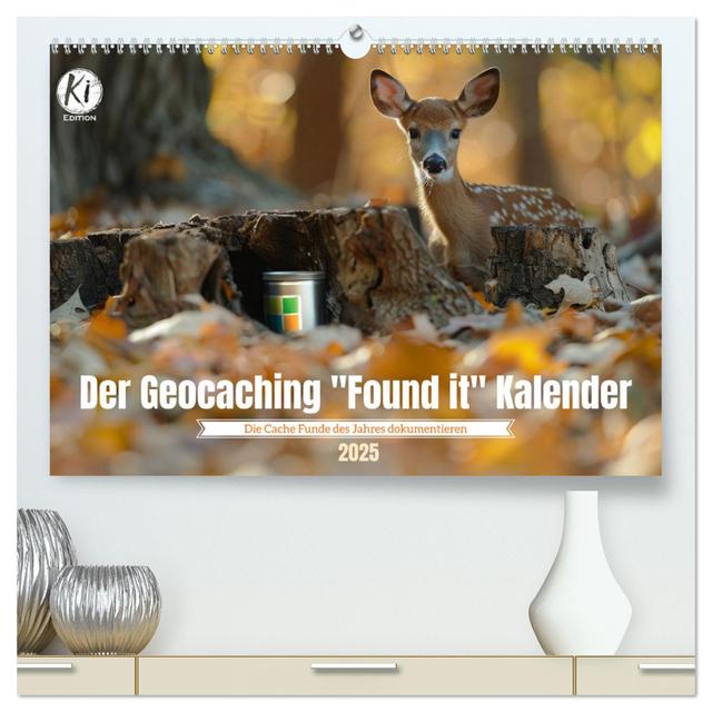 Der Geocaching Found it Kalender (hochwertiger Premium Wandkalender 2025 DIN A2 quer), Kunstdruck in Hochglanz