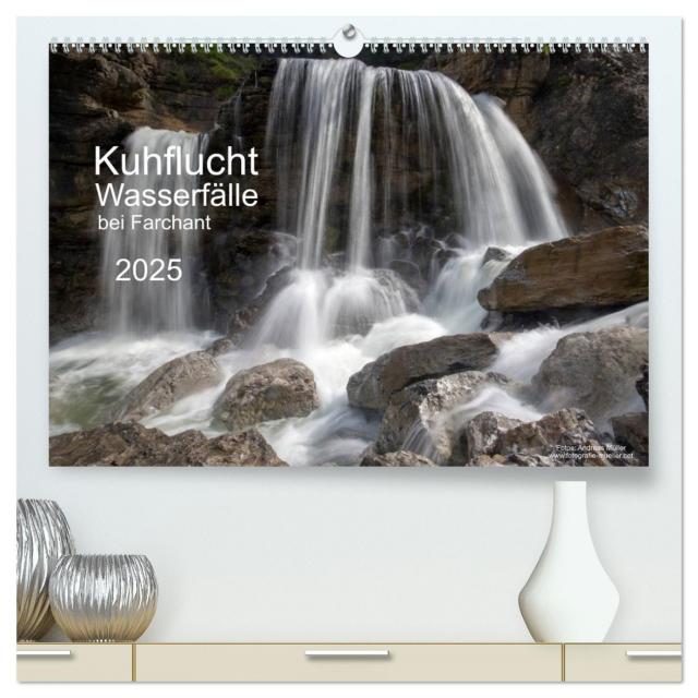 Kuhflucht Wasserfälle bei Farchant (hochwertiger Premium Wandkalender 2025 DIN A2 quer), Kunstdruck in Hochglanz