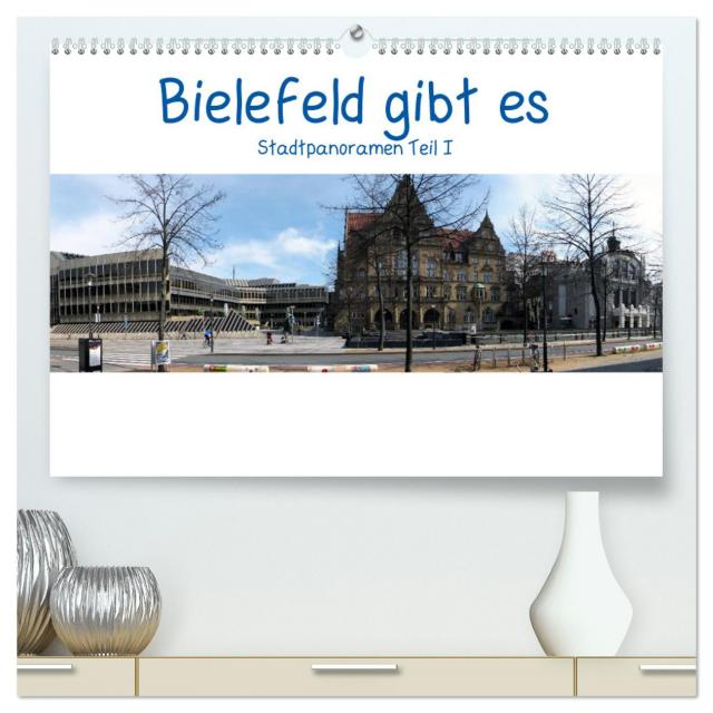 Bielefeld gibt es! Stadtpanoramen (hochwertiger Premium Wandkalender 2025 DIN A2 quer), Kunstdruck in Hochglanz