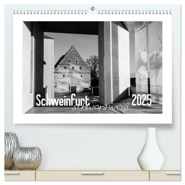 Schweinfurt schwarzweiß (hochwertiger Premium Wandkalender 2025 DIN A2 quer), Kunstdruck in Hochglanz