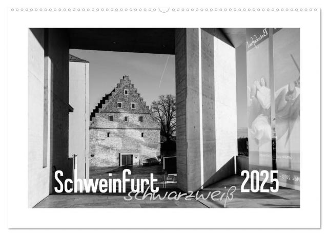 Schweinfurt schwarzweiß (Wandkalender 2025 DIN A2 quer), CALVENDO Monatskalender