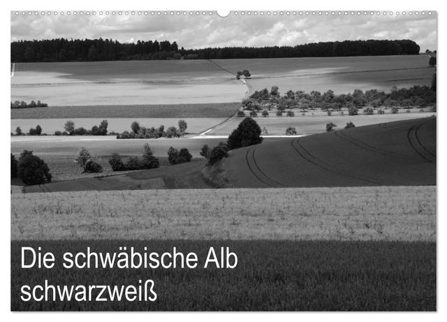 Schwäbische Alb schwarzweiß (Wandkalender 2025 DIN A2 quer), CALVENDO Monatskalender