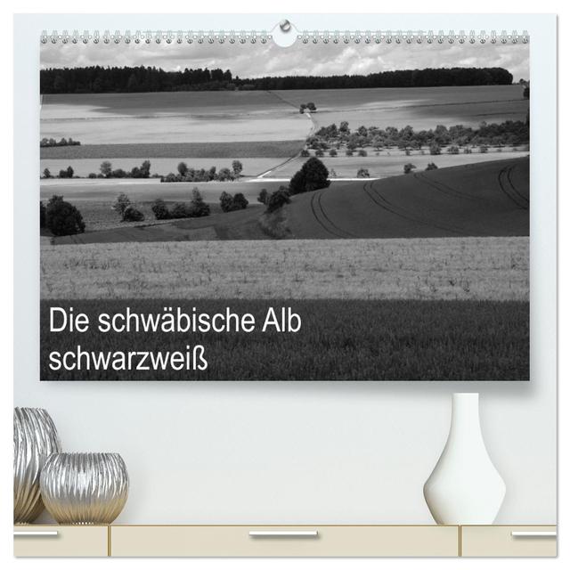 Schwäbische Alb schwarzweiß (hochwertiger Premium Wandkalender 2025 DIN A2 quer), Kunstdruck in Hochglanz