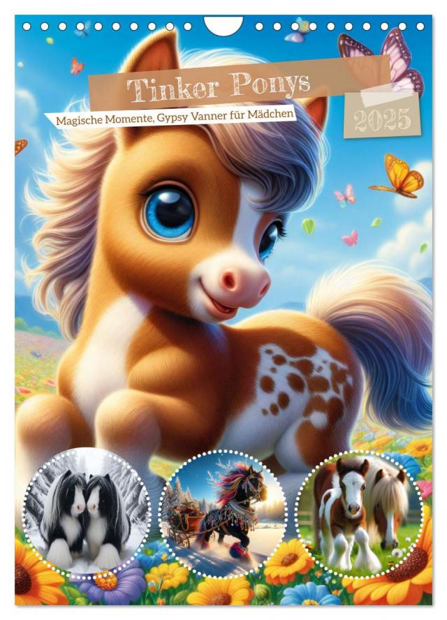 Tinker Ponys - Magische Momente, Gypsy Vanner für Mädchen (Wandkalender 2025 DIN A4 hoch), CALVENDO Monatskalender