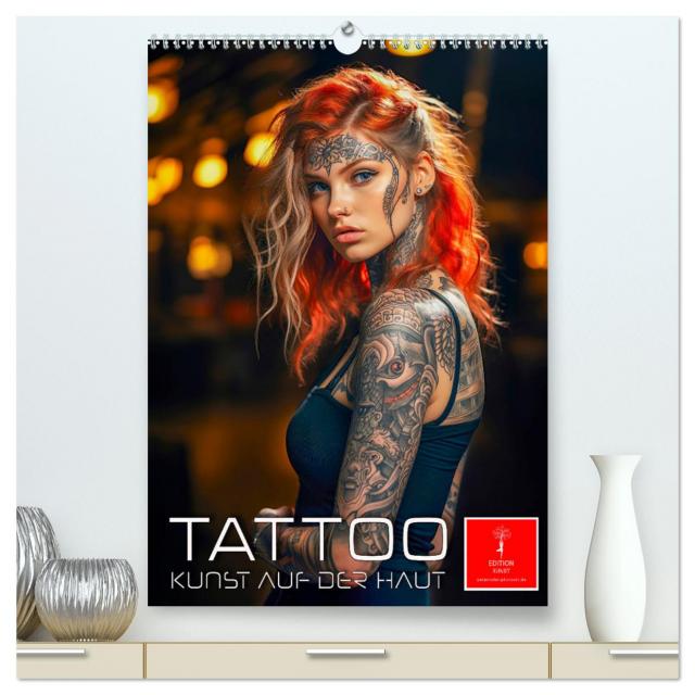 Tattoo Kunst auf der Haut (hochwertiger Premium Wandkalender 2025 DIN A2 hoch), Kunstdruck in Hochglanz