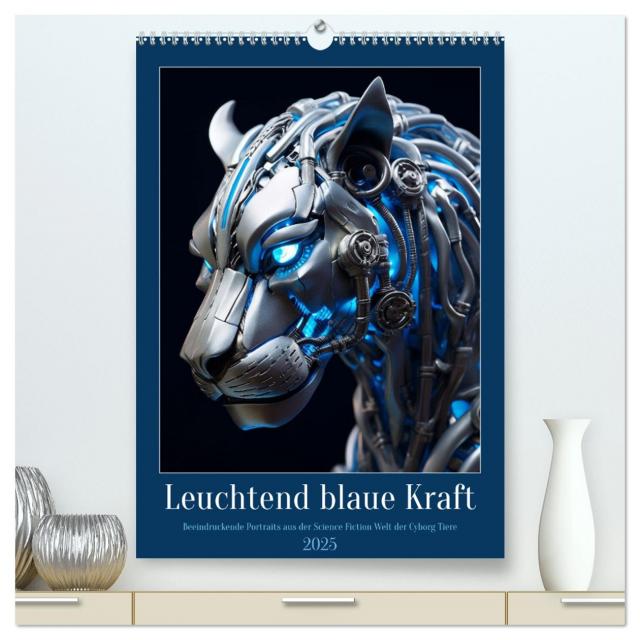 Leuchtend blaue Kraft (hochwertiger Premium Wandkalender 2025 DIN A2 hoch), Kunstdruck in Hochglanz
