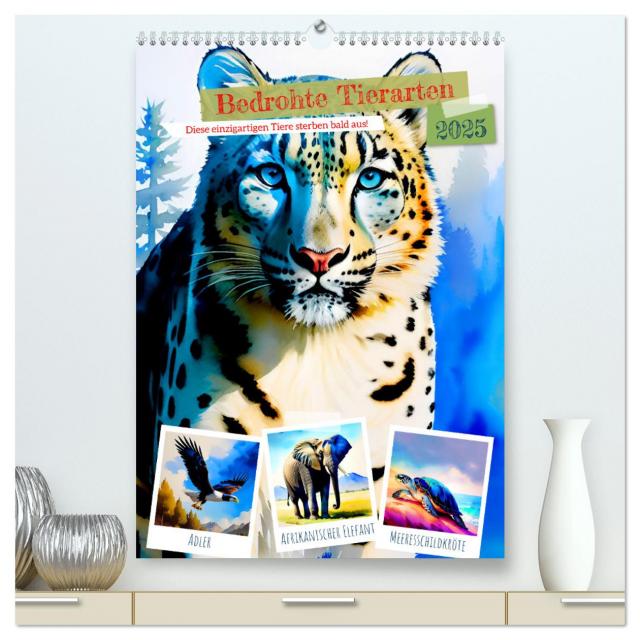 Bedrohte Tierarten 2025 (hochwertiger Premium Wandkalender 2025 DIN A2 hoch), Kunstdruck in Hochglanz
