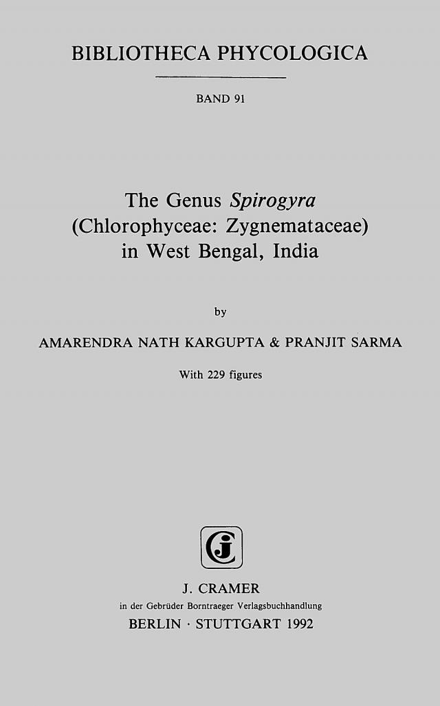 The Genus Spirogyra (Chlorophyceae: Zygnemataceae) in West Bengal, India