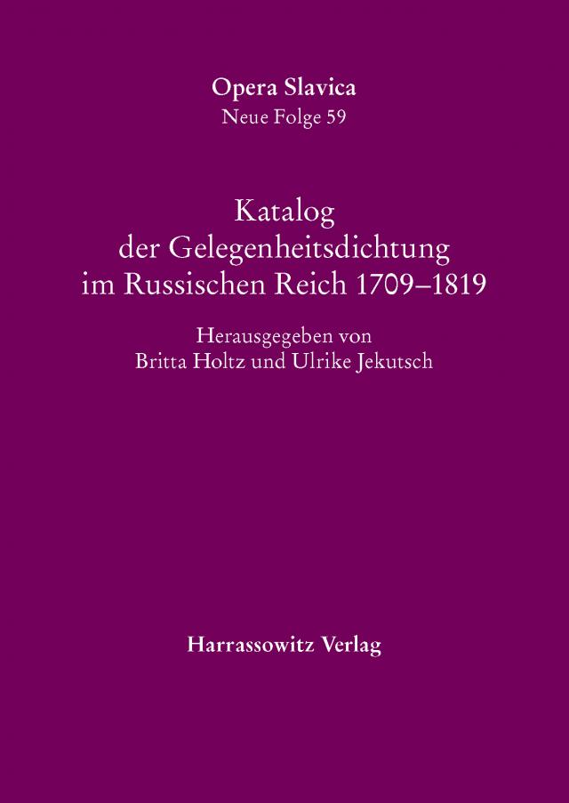Katalog der Gelegenheitsdichtung im Russischen Reich 1709–1819