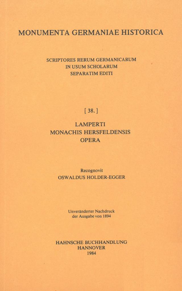 Lamperti monachi Hersfeldensis Opera