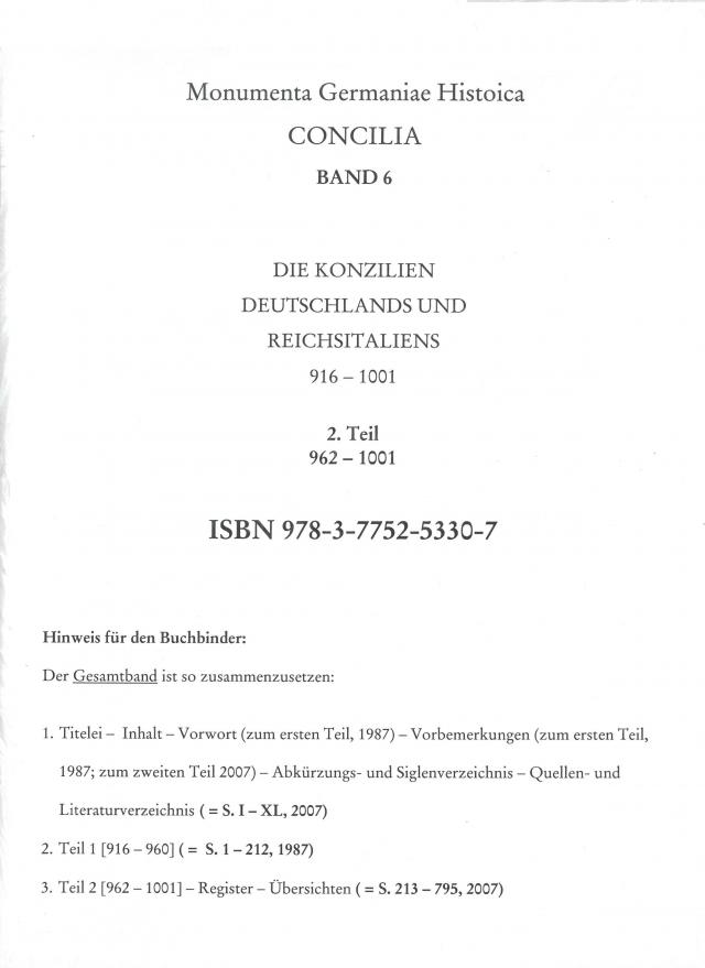 Die Konzilien Deutschlands und Reichsitaliens 916-1001, Teil 2: [962-1001]. Register