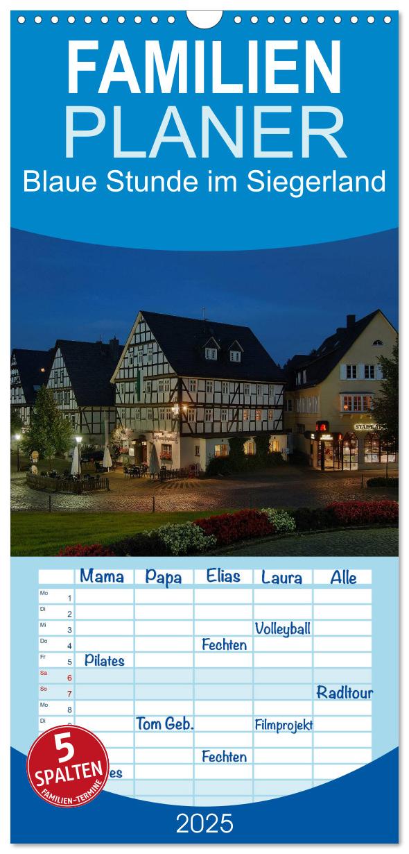 Familienplaner 2025 - Blaue Stunde im Siegerland mit 5 Spalten (Wandkalender, 21 x 45 cm) CALVENDO