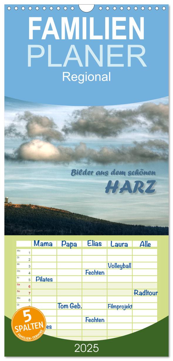 Familienplaner 2025 - Bilder aus dem schönen Harz mit 5 Spalten (Wandkalender, 21 x 45 cm) CALVENDO