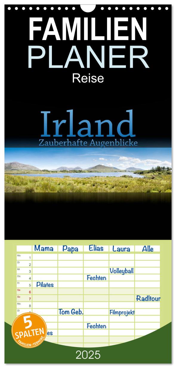 Familienplaner 2025 - Irland - Zauberhafte Augenblicke mit 5 Spalten (Wandkalender, 21 x 45 cm) CALVENDO