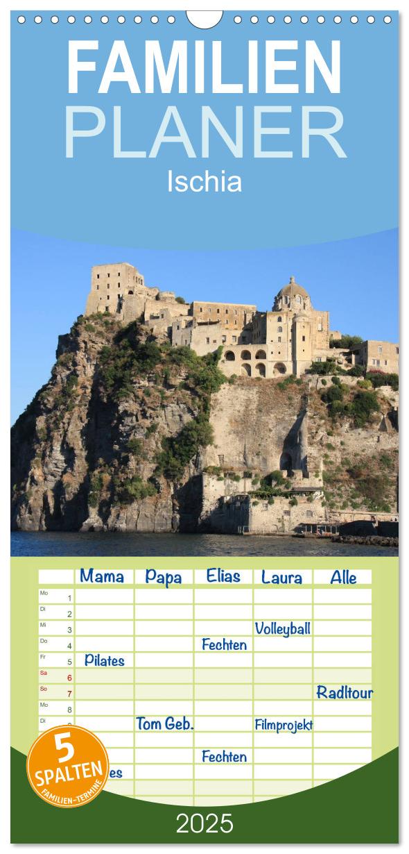 Familienplaner 2025 - Ischia mit 5 Spalten (Wandkalender, 21 x 45 cm) CALVENDO